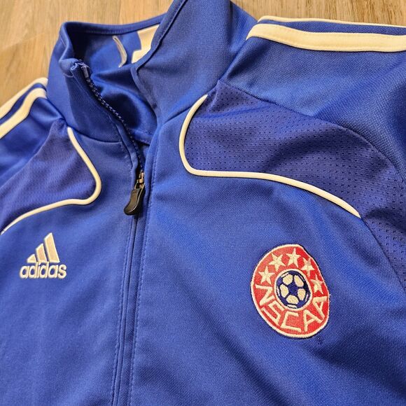 Adidas NSCAA Soccer Track Jacket Mens Size S Blue Climacool Full Zip - Picture 3 of 9